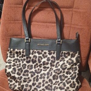 Michael Kors Black and Brown Leopard Tote